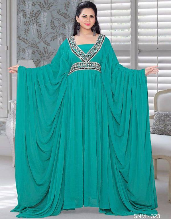Farasha Style Kaftan With Designer Waist Belt